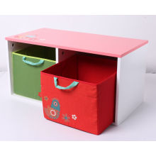Factory Supply Wooden Toy Storage Wooden Container with Fabric Drawer Furniture